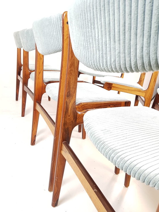 Image 1 of 8 Deense Erik Buch stoelen lichtblauwe rib diner chairs