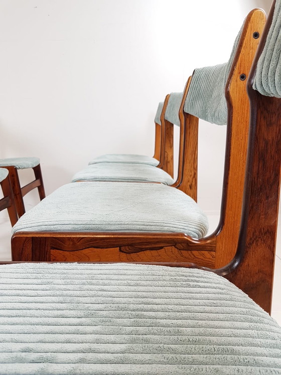 Image 1 of 8 Deense Erik Buch stoelen lichtblauwe rib diner chairs