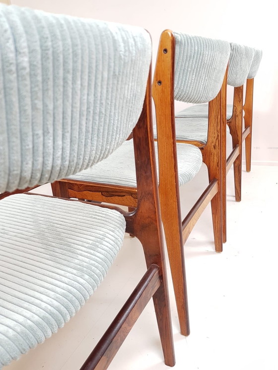 Image 1 of 8 Deense Erik Buch stoelen lichtblauwe rib diner chairs