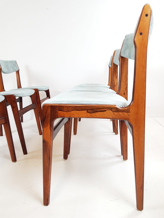 Image 1 of 8 Deense Erik Buch stoelen lichtblauwe rib diner chairs