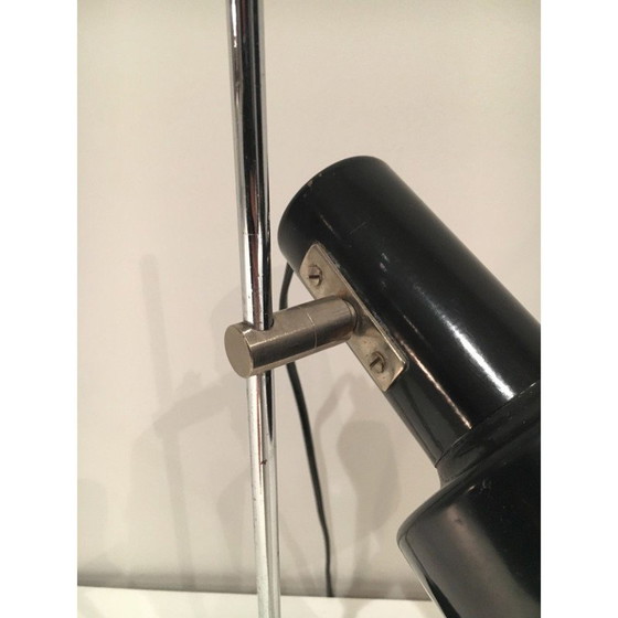 Image 1 of Vintage zwart gelakt metalen en chromen verstelbare lamp, 1970
