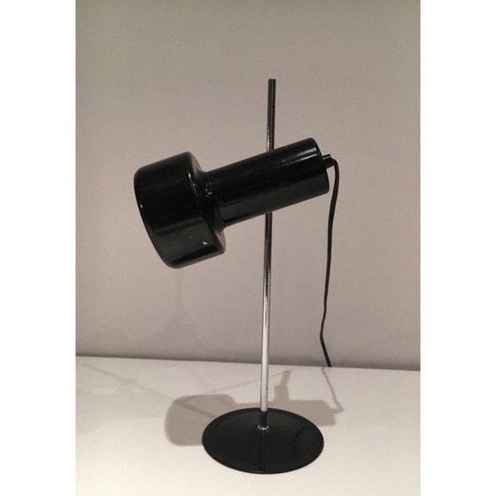 Image 1 of Vintage zwart gelakt metalen en chromen verstelbare lamp, 1970