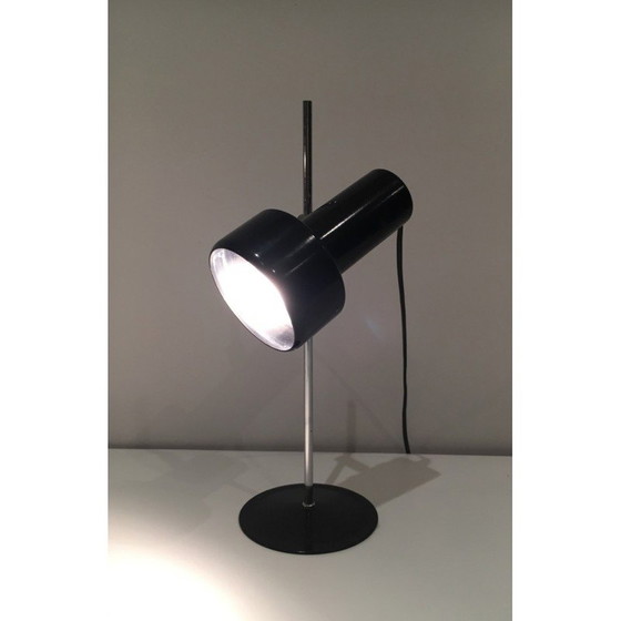 Image 1 of Vintage zwart gelakt metalen en chromen verstelbare lamp, 1970