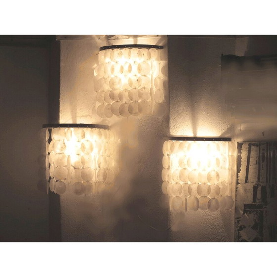 Image 1 of Set van 3 vintage wandlampen schelp door j. Luber, 1970