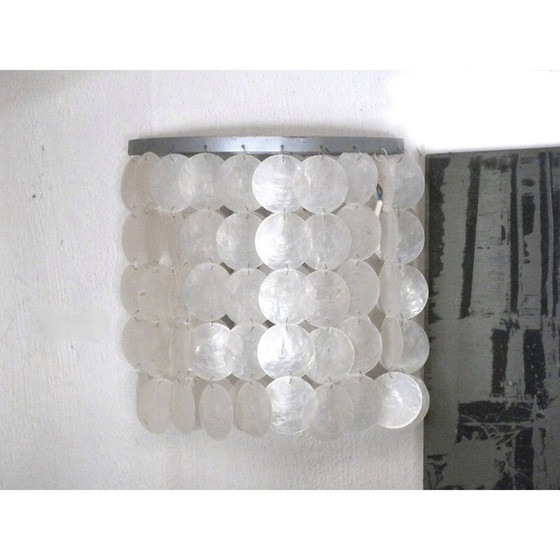 Image 1 of Set van 3 vintage wandlampen schelp door j. Luber, 1970