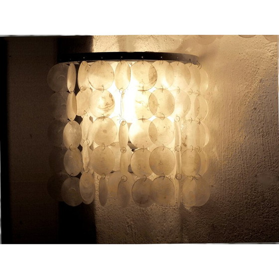 Image 1 of Set van 3 vintage wandlampen schelp door j. Luber, 1970
