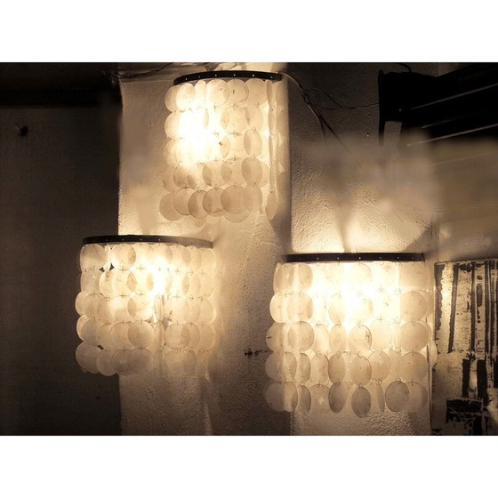 Image 1 of Set van 3 vintage wandlampen schelp door j. Luber, 1970