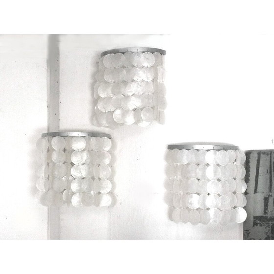 Image 1 of Set van 3 vintage wandlampen schelp door j. Luber, 1970