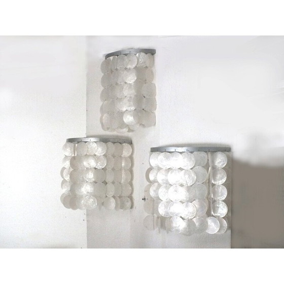 Image 1 of Set van 3 vintage wandlampen schelp door j. Luber, 1970