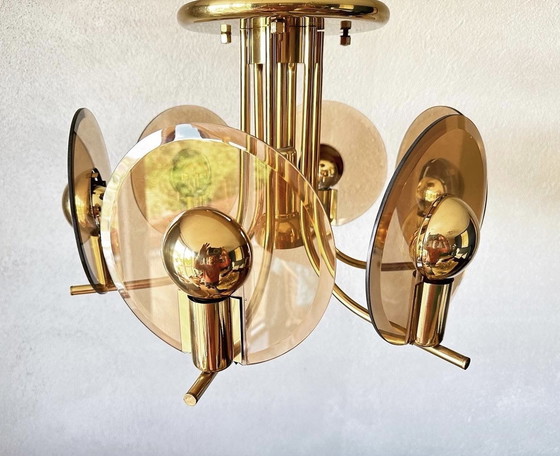 Image 1 of Vintage Smoked Glas Plafondlamp