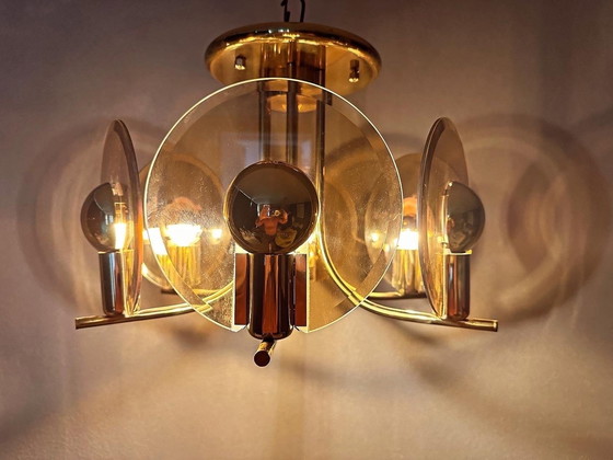 Image 1 of Vintage Smoked Glas Plafondlamp