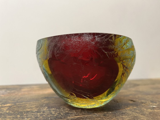 Image 1 of Mid Century Murano Glazen Asbak In Sommerso Techniek 