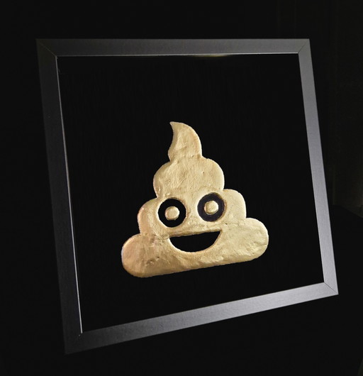 Gouden Emoticon Turd Verguld 23Ct Goud In Lijst - Limited Edition