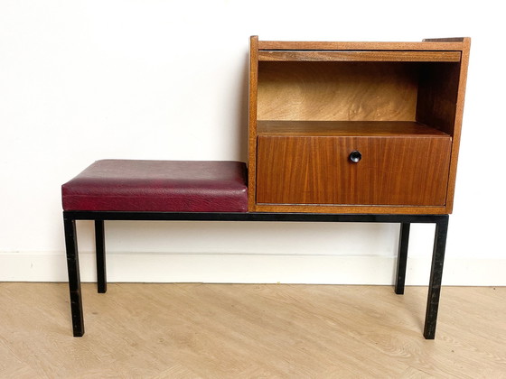 Image 1 of Vintage Telefoonbankje, Halbankje, Gossip Bench 