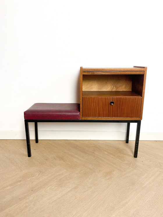 Image 1 of Vintage Telefoonbankje, Halbankje, Gossip Bench 