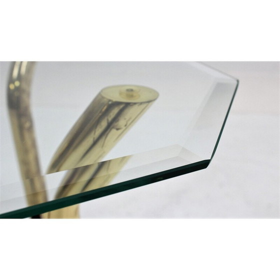 Image 1 of Vintage bijzettafel van geslepen glas en messing, Italië 1970