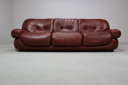 Sapporo Leather Three-Seater Sofa By Mobil Girgi, 1970'S Italy