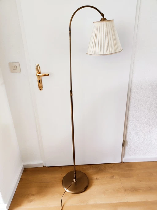 Vintage koperen staande vloerlamp