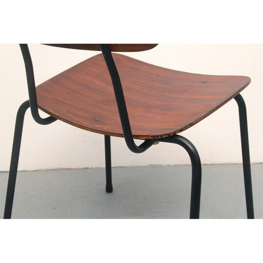 Vintage multiplex en metalen stoelen, 1960