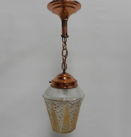 Vintage hanglamp met glazen kap