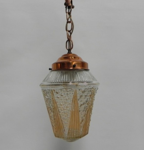 Image 1 of Vintage hanglamp met glazen kap