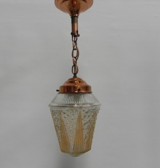 Vintage hanglamp met glazen kap