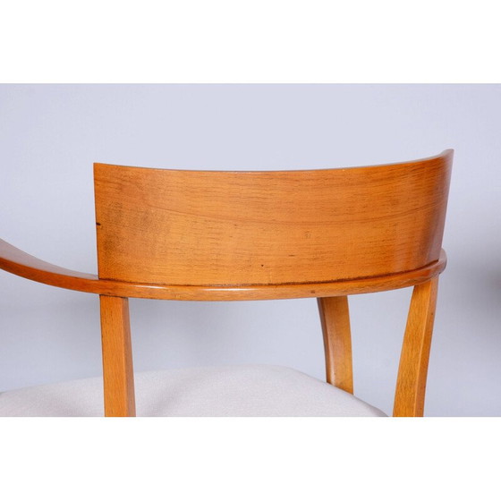 Image 1 of Paar vintage Art Deco wit beukenhouten fauteuils door Jindrich Halabala voor Up Zavody, Tsjecho-Slowakije 1930