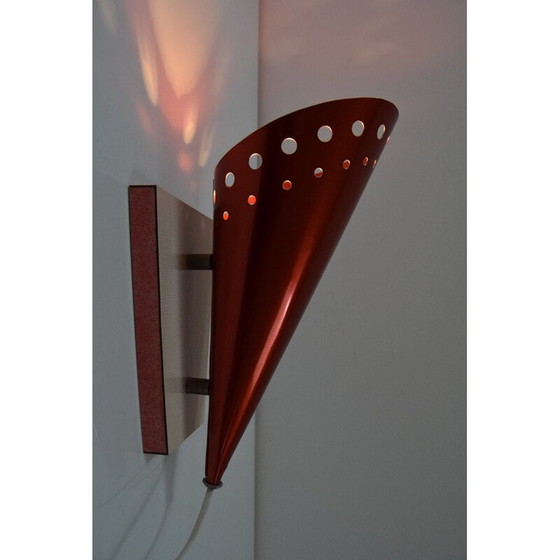 Image 1 of Vintage wandlamp van metaal en hout, Tsjecho-Slowakije 1960