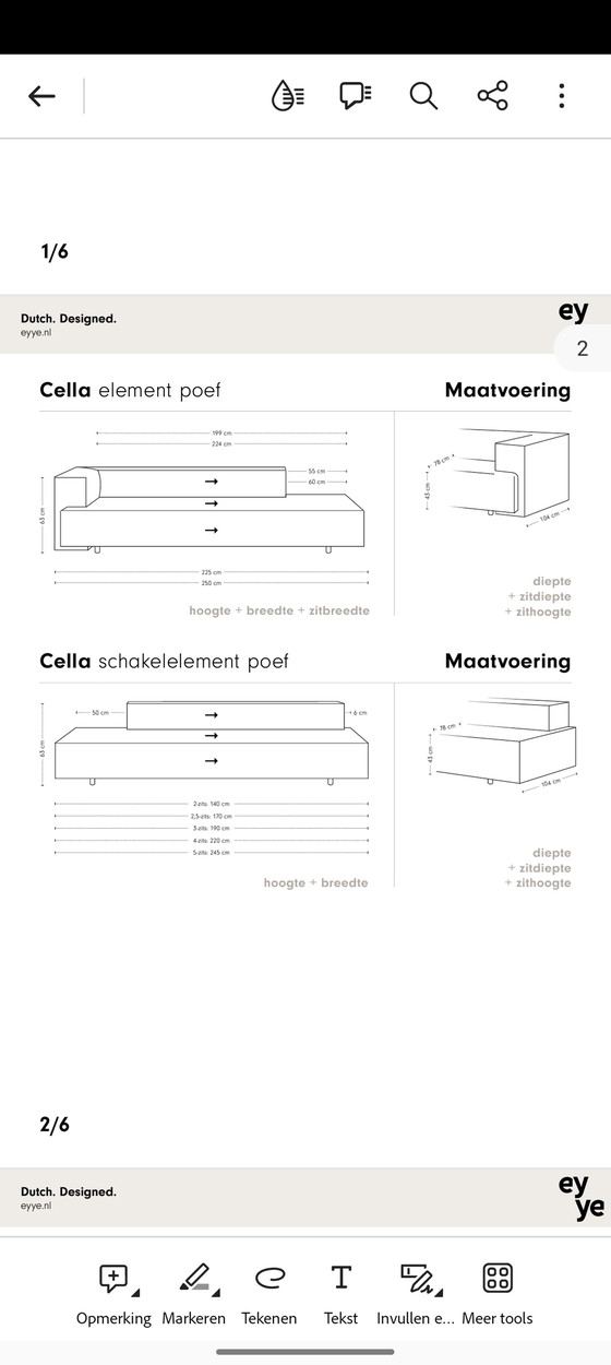 Image 1 of EYYE Cella 2,5 zitsbank "element poef"