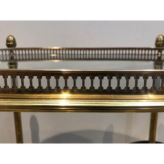 Image 1 of Vintage ovale messing roltafel voor Maison Baguès, Frankrijk 1940