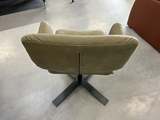 Image 1 of Label Woodstock draai fauteuil groen leer