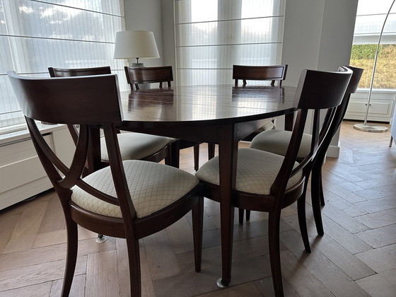 Image 1 of Kersenhouten Tafel Met Zes Bijpassende Stoelen. 