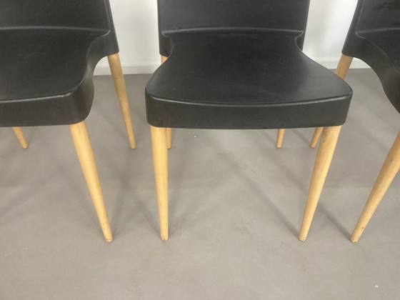 Image 1 of 6 x Sintesi Italy Stapelbare Kunstof met hout eetkamerstoelen