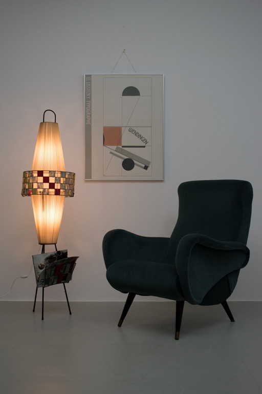 Vintage draadframe vloerlamp