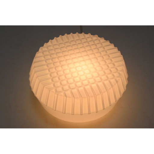 Vintage plafondlamp van metaal en glas, Tsjechoslowakije 1970