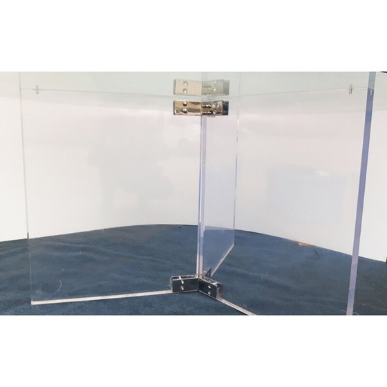 Image 1 of Ronde tafel vintage xl lucite en verchroomd glas