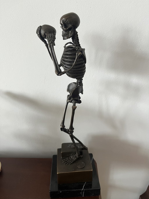 Skeleton statue bronze