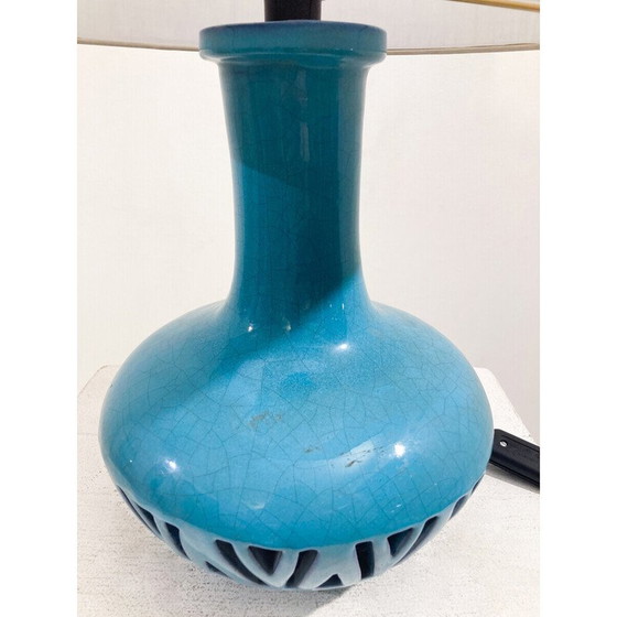 Image 1 of Vintage blauwe keramische tafellamp