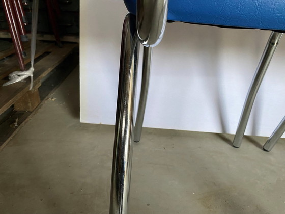 Image 1 of Skai Kunstlederen Stoel Elektrisch Blauw Vintage 1970