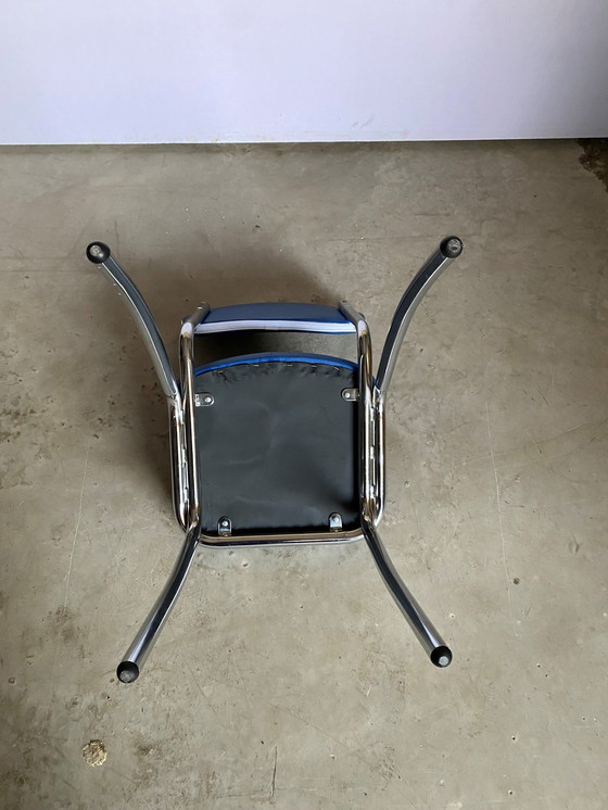 Image 1 of Skai Kunstlederen Stoel Elektrisch Blauw Vintage 1970