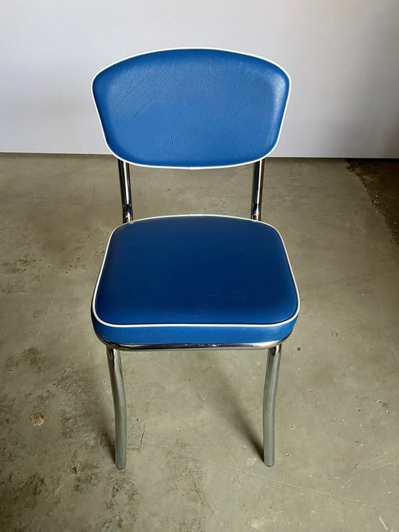 Image 1 of Skai Kunstlederen Stoel Elektrisch Blauw Vintage 1970