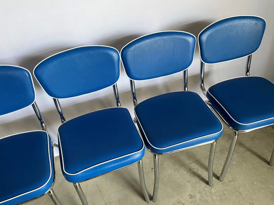 Image 1 of Skai Kunstlederen Stoel Elektrisch Blauw Vintage 1970