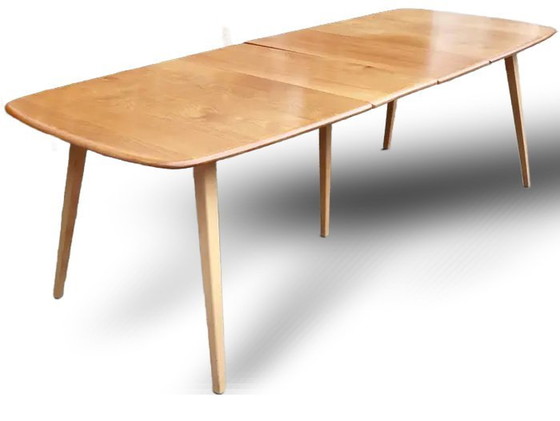 Image 1 of Mid Century Ercol Grand Windsor uitschuifbare eettafel & 4 Quaker stoelen