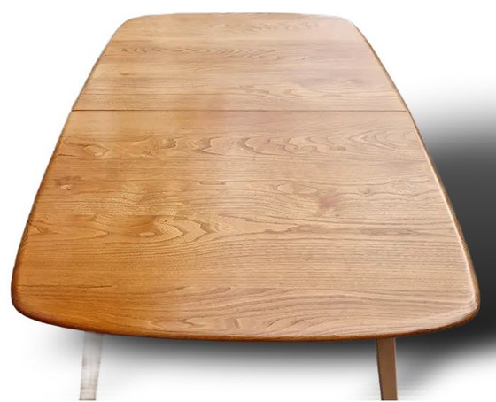Image 1 of Mid Century Ercol Grand Windsor uitschuifbare eettafel & 4 Quaker stoelen