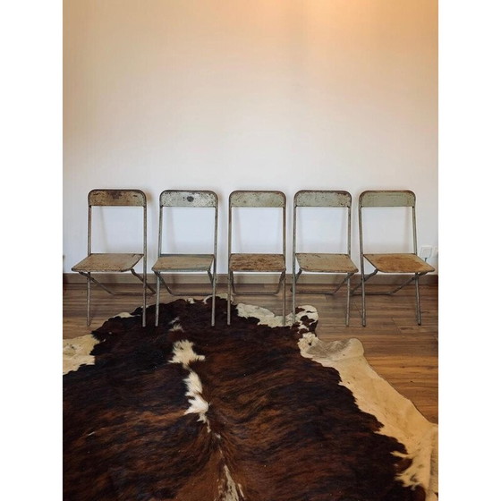 Image 1 of Set van 5 vintage metalen klapstoelen