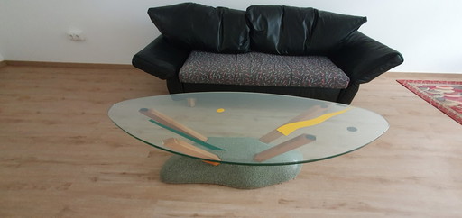 Cassina salontafel met 2 kristallen bladen