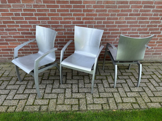 Image 1 of 3 Leolux Camarilla Beukenhouten Hamerslag Zilver Eetkamerstoelen