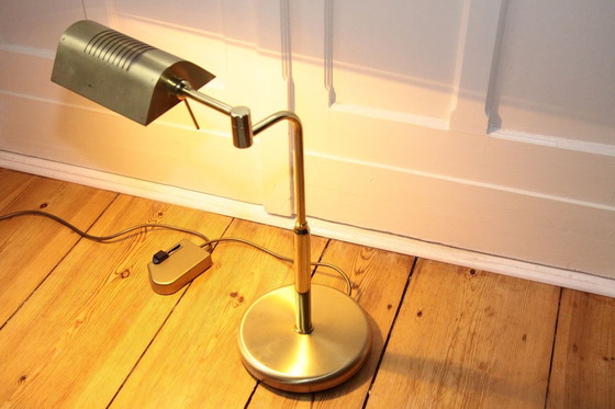 Image 1 of Bureaulamp tafellamp messing dimmer 70s vintage