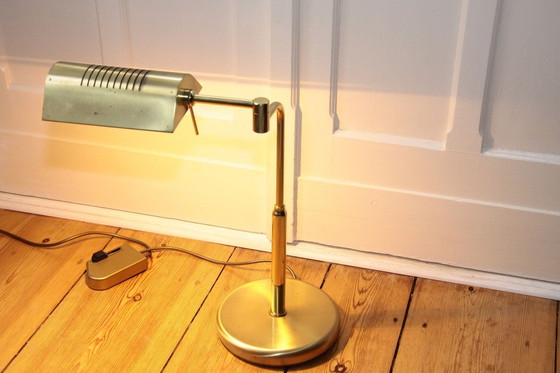 Image 1 of Bureaulamp tafellamp messing dimmer 70s vintage