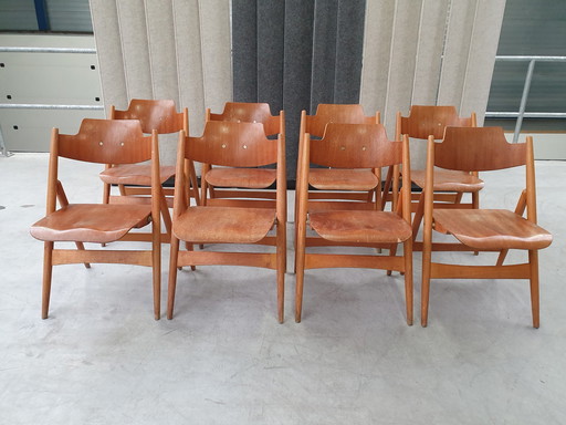 8x Egon Eiermann vintage folding se18 60s plywood